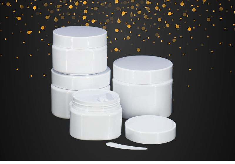 White 1.7 oz 8 oz Cosmetic Jars With Lids
