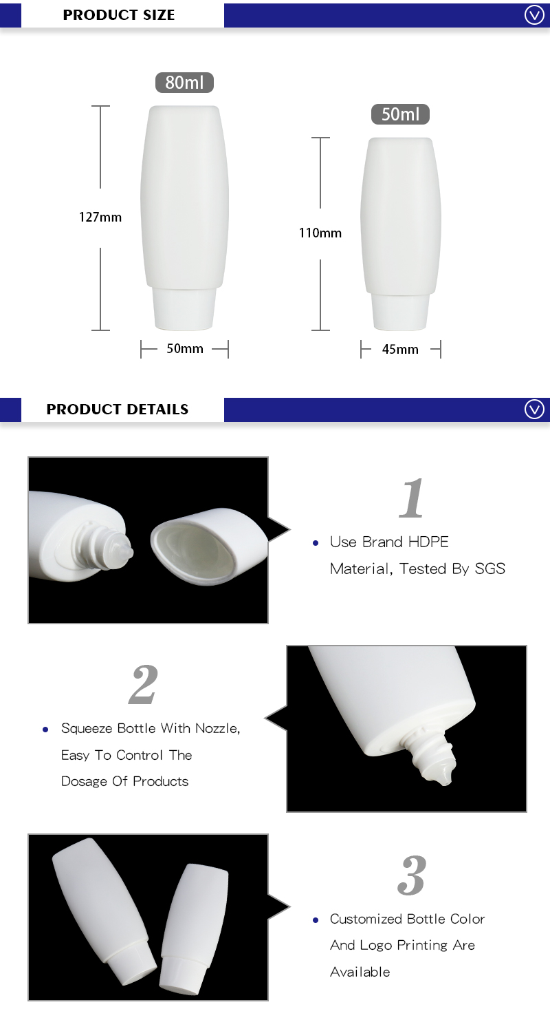 White Plastic Tottle Bottles With Nozzle