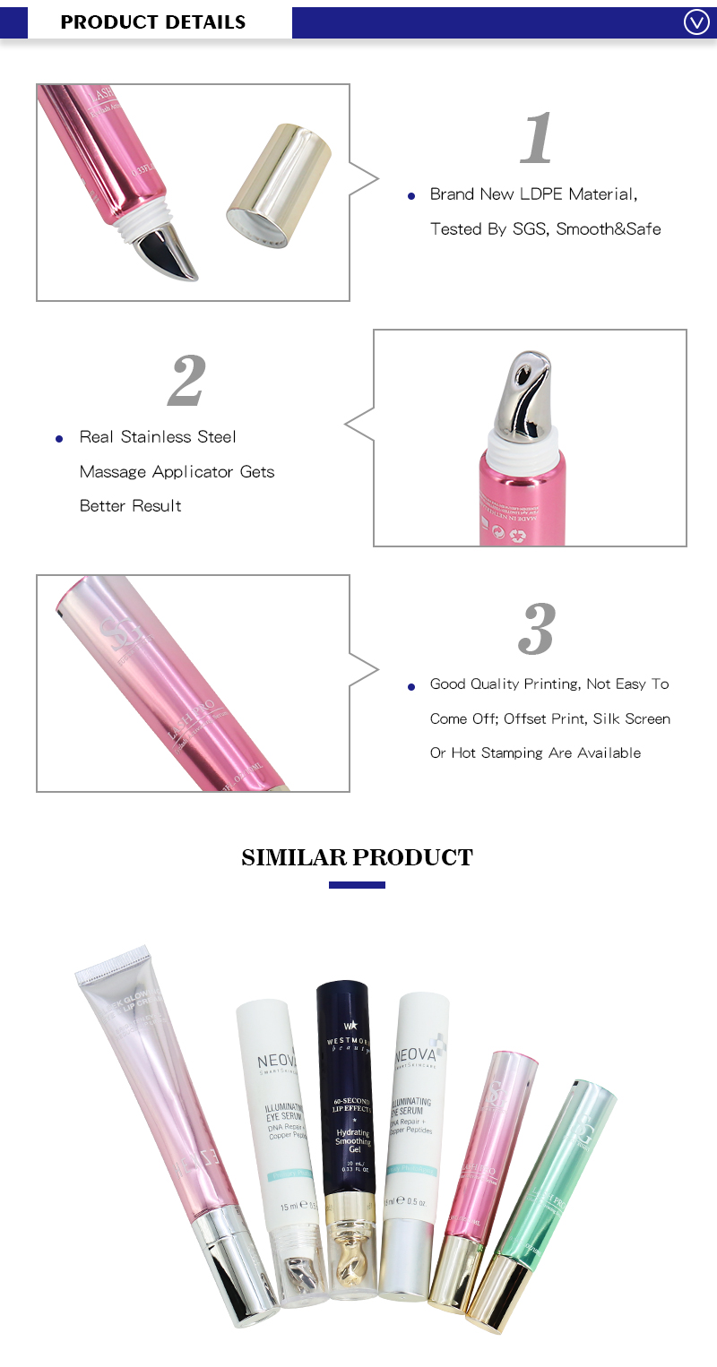 Eye cream tube packaging with message applicator