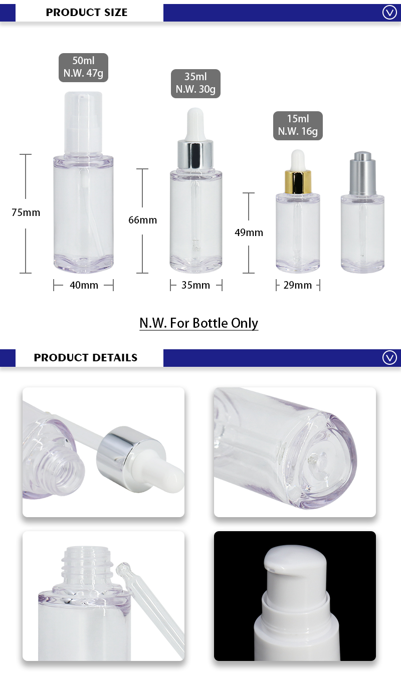 Triangle Clear Lotion Bottles , Eco Friendly Cosmetic Serum Bottle 15ml