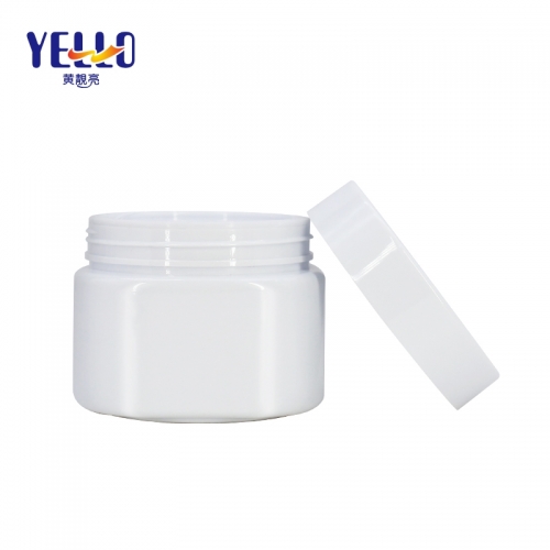 8 Ounce Empty White Plastic Body Scrub Jars With Lids / Refillable Round Containers For Cosmetics