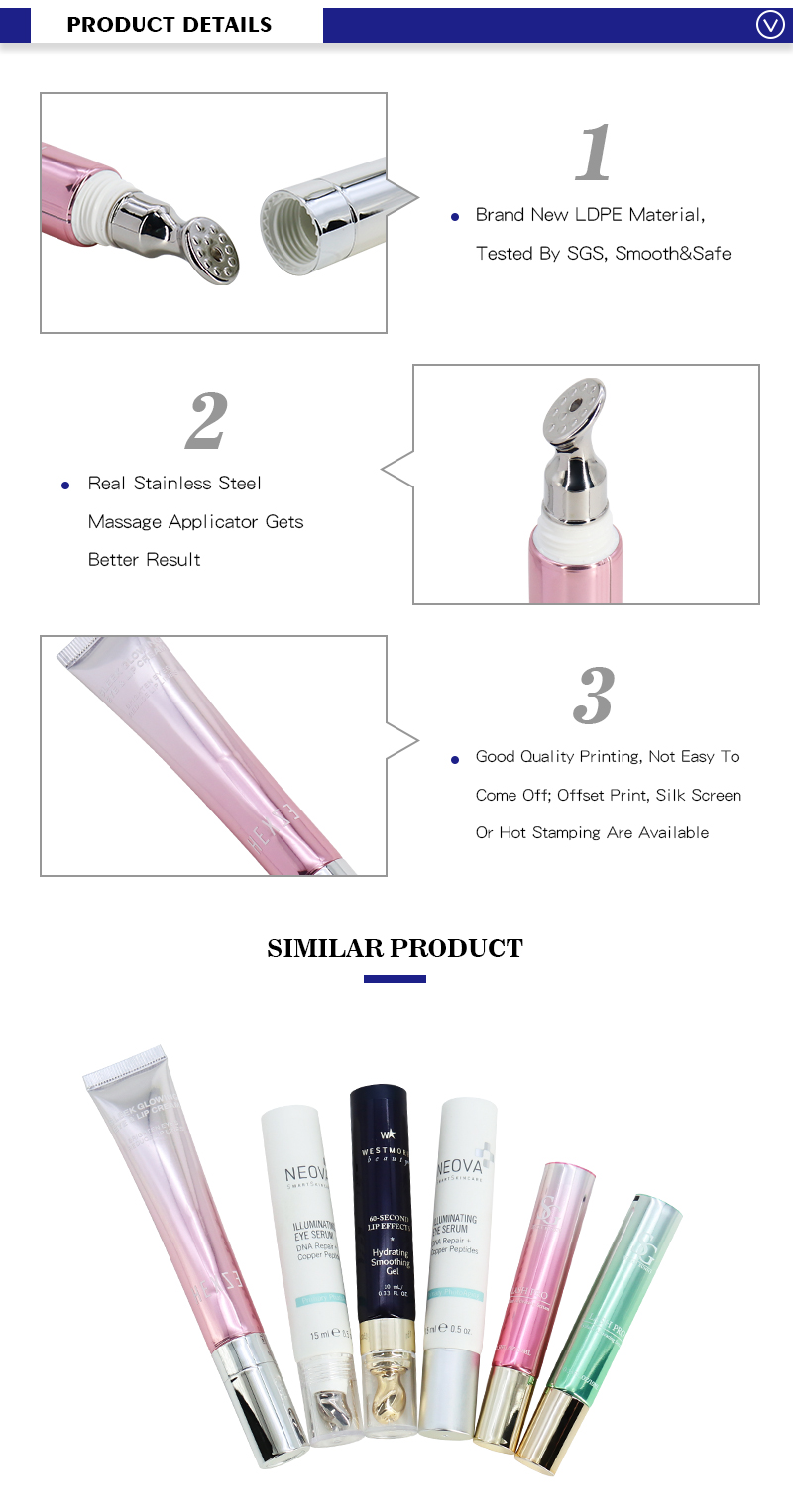  Eye Cream Container Cosmetic Squeeze Tubes With Applicator