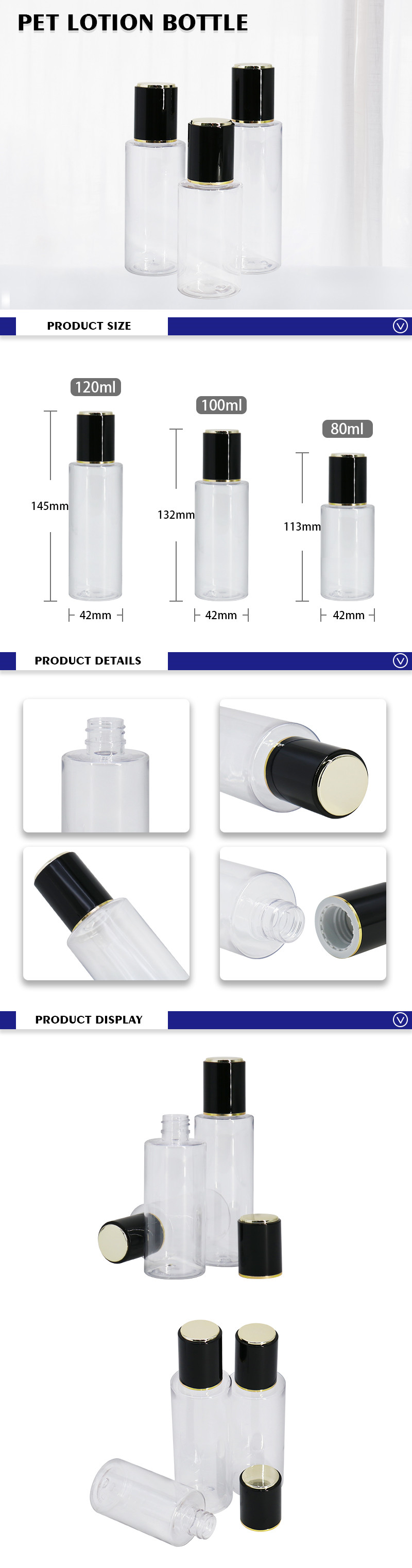 Clear Tranparent Empty Cosmetic Toner Container Bottle 80ml 120ml , Factory Wholesale Supply Cosmetic Packaging