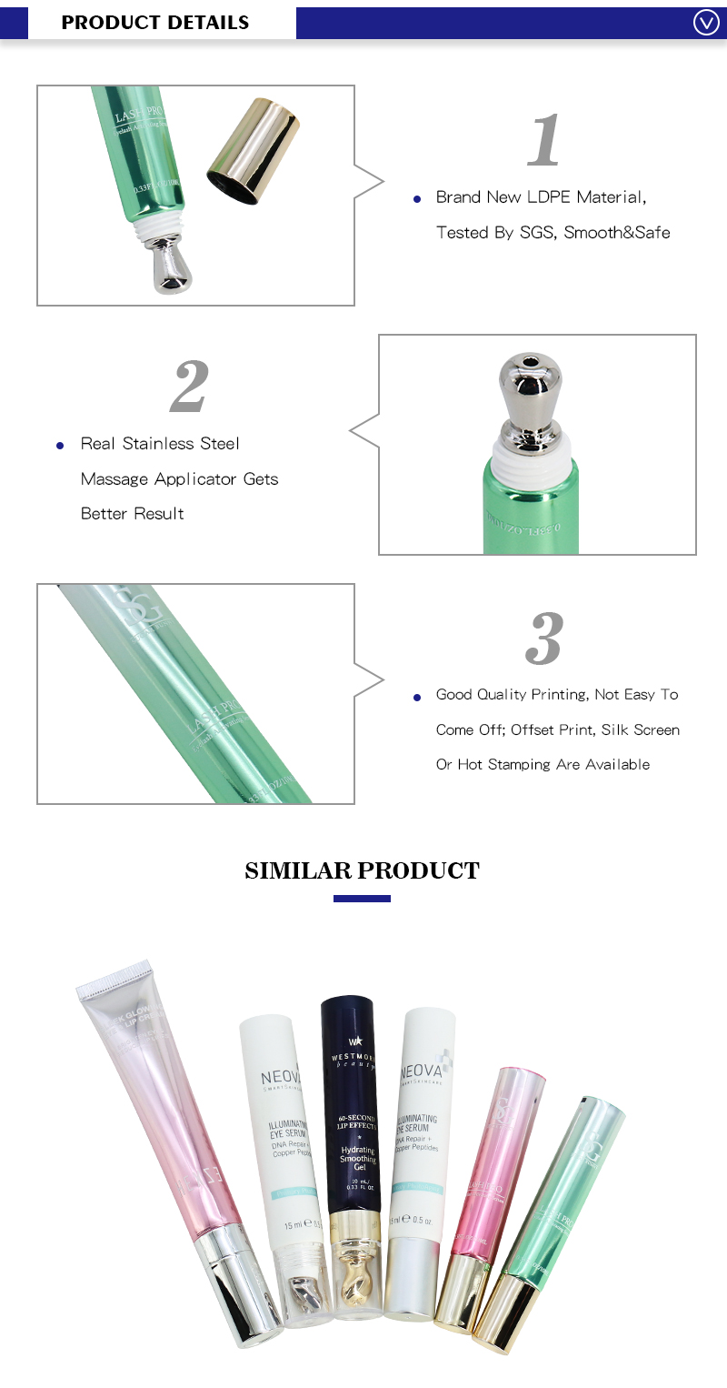 Wholesale Fancy ABL Eye Cream Cosmetic Squeeze Tubes