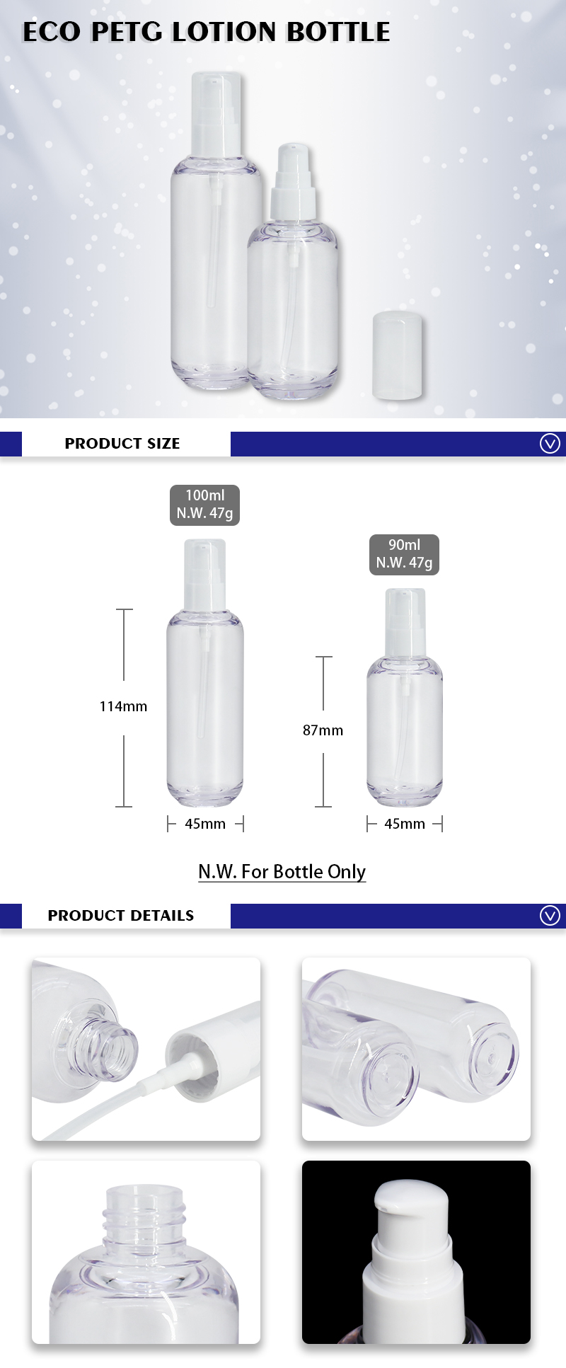 50ml 100ml Face Moisturize Cream Lotion Skin Care Bottles Wholesale Eco Friendly Material