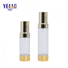 50ml 30ml Golden Press Pump Airless Essence Bottles , Empty Cosmetic Containers
