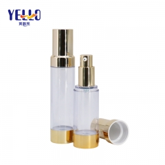 50ml 30ml Golden Press Pump Airless Essence Bottles , Empty Cosmetic Containers