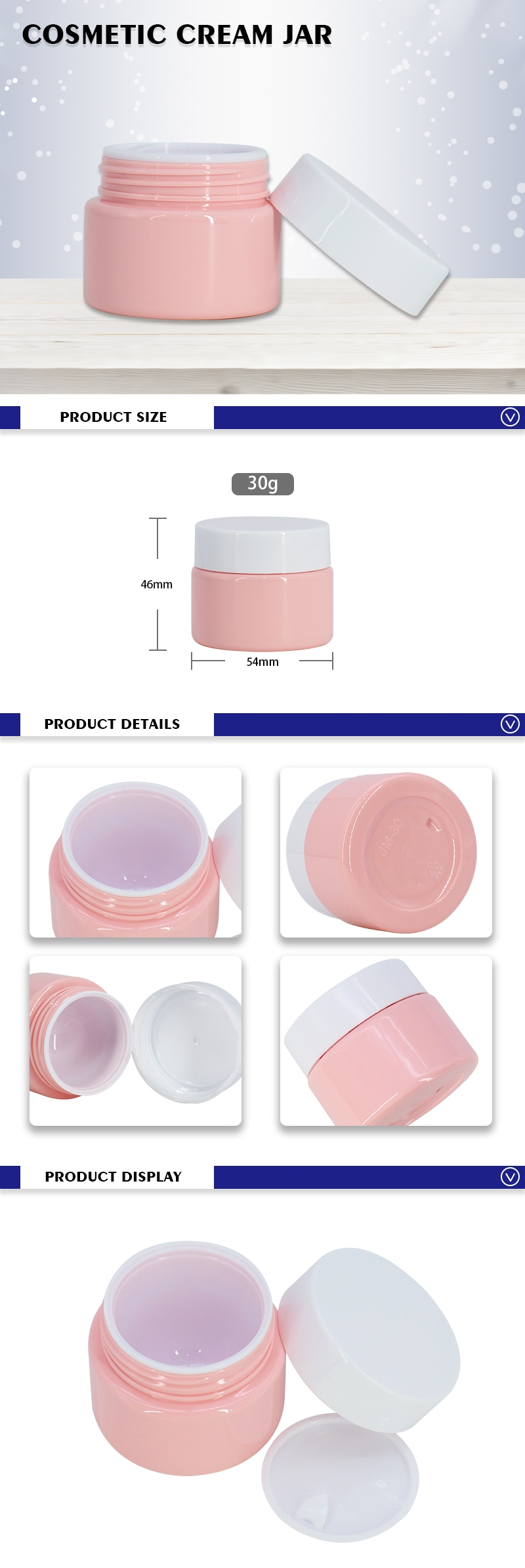 15g 30g Pink Color Empty PET Double Wall Cosmetics Plastic Jar