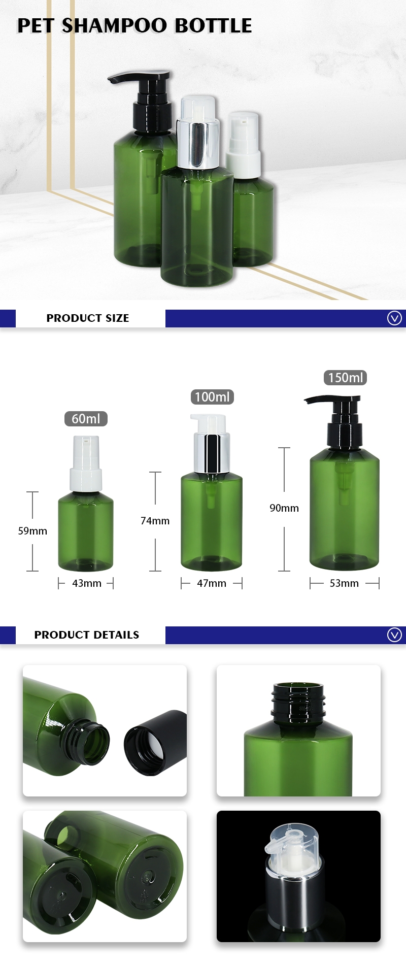 60ml 100ml 150ml Green Cosmetic Fine Mist Spray Bottles,shampoo bottles