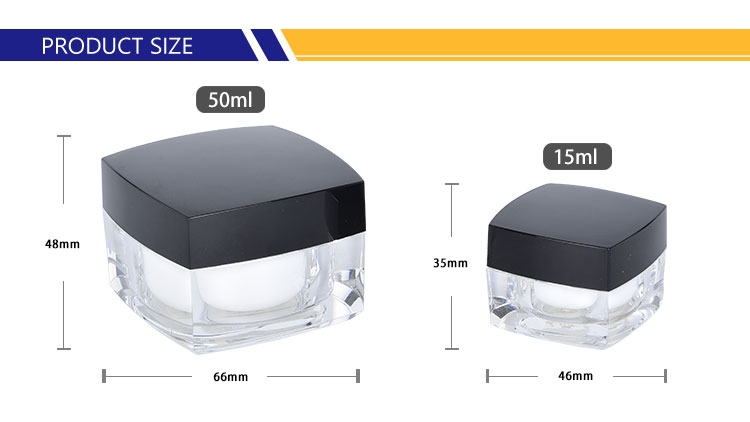 15gr 50gr Empty Square Face Cream Jar Packaging With Screw Lids