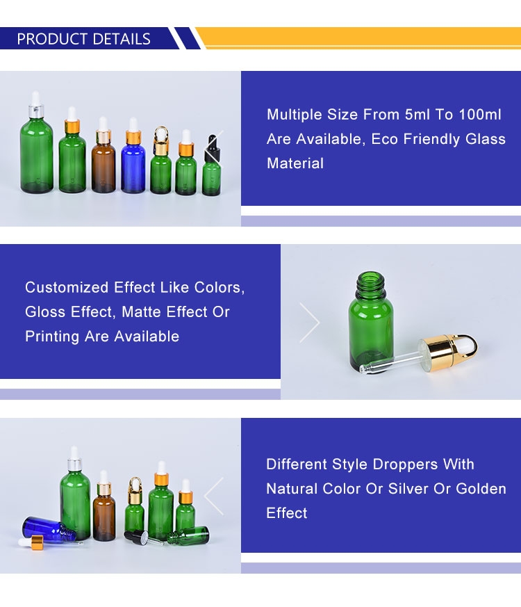 15ml 30ml 50ml 100ml Clear Green Glass Dropper Bottles