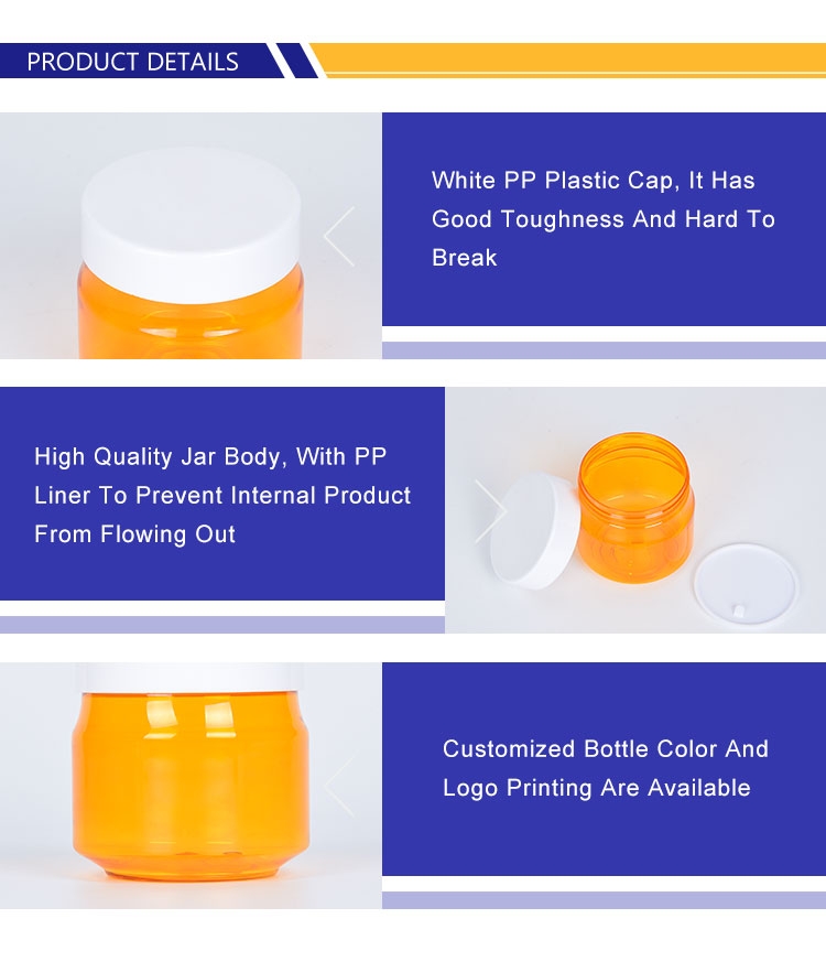 Orange 250g 8 oz Empty Cream Jars Cosmetic Packaging WIth Lids