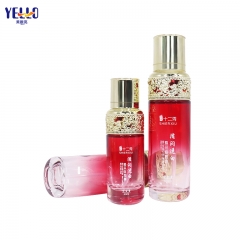 Unique Glass Cosmetic Containers Jar And Skincare Bottles With Gold Pump