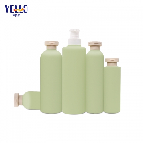 Empty Soft Touch Push HDPE 250Ml 400Ml Green Shampoo Bottles Cosmo Round