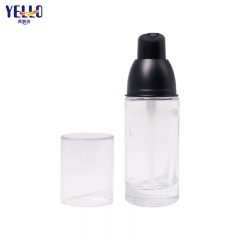 15ml 25ml Glass Lotion Bottles With Black Pump / Cylinder Serum Pump Bottles