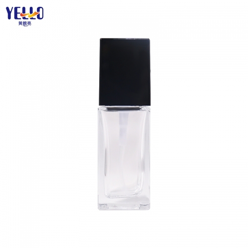 30ml Transparent Square Empty Lotion Bottle Glass For Skincare Packaging