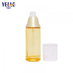 Clear Yellow Glass Lotion Bottles With Pump And Skincare Cream Jar