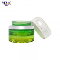 Luxury Green Yellow Glass Cream Jars And Lotion Bottles With Pump