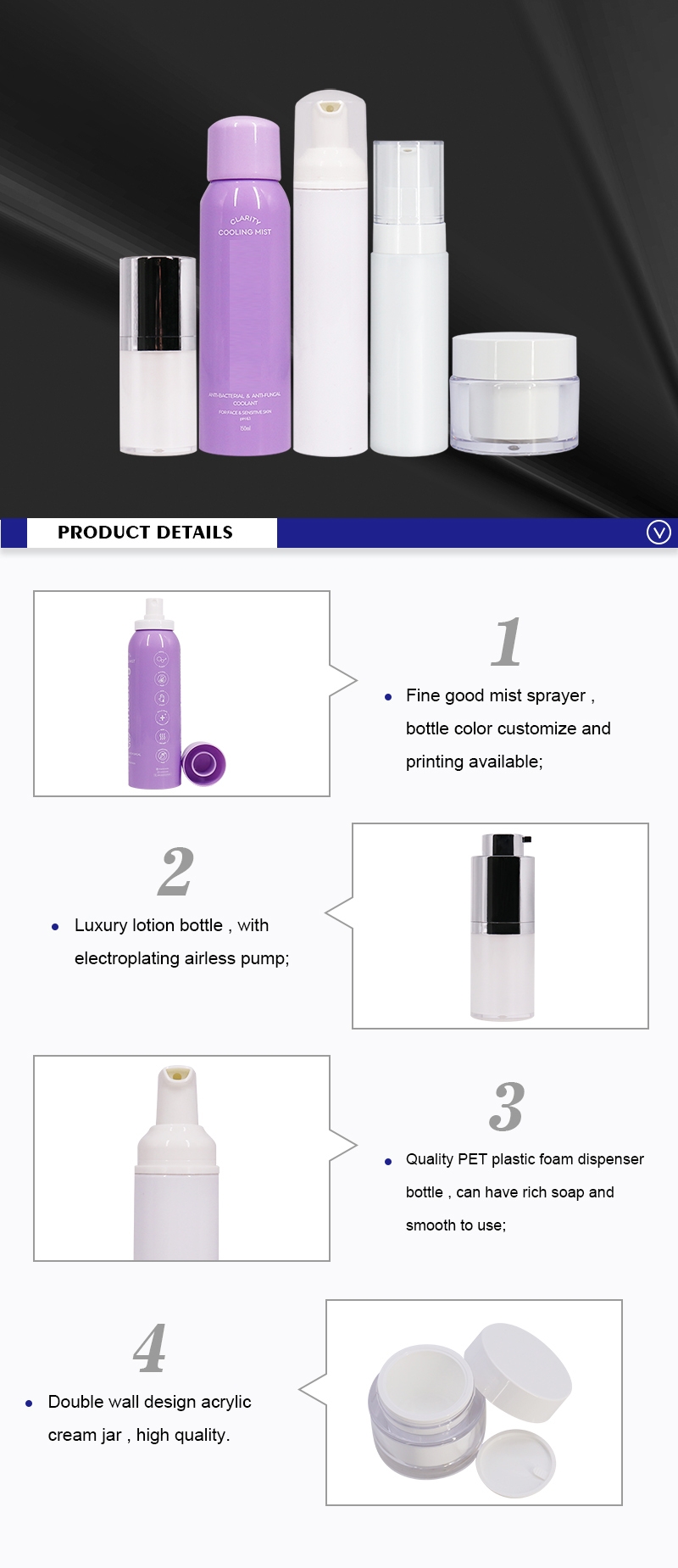 Cosmetic Packaging Bottles And Jar