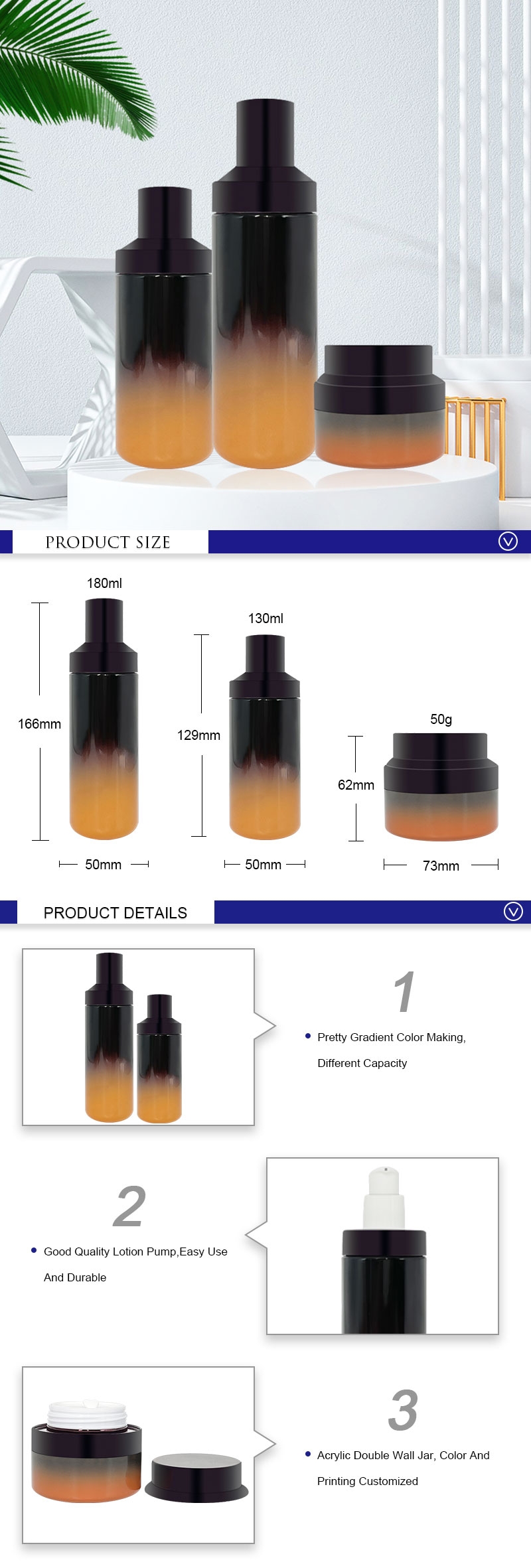 Travel Plastic Cream Jar And 4 oz 6 oz Refillable Lotion Bottles