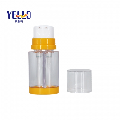Dual Chamber Oval Plastic Cosmetic Bottle 60ml 2 X 30ml Eco Friendly